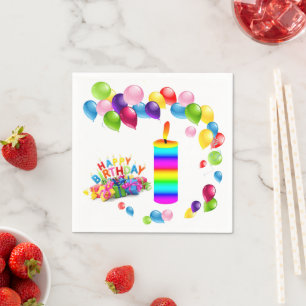Guardanapo De Papel Papel Napkins, Balões Feliz Vela de Aniversário