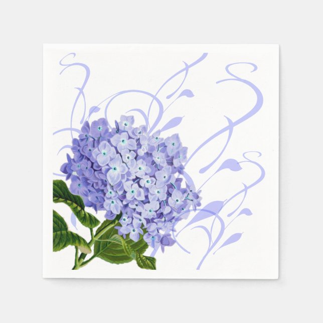Guardanapo De Papel Papel Napkins-Blue Hydrangea Paper Jantado Napkins (Frente)