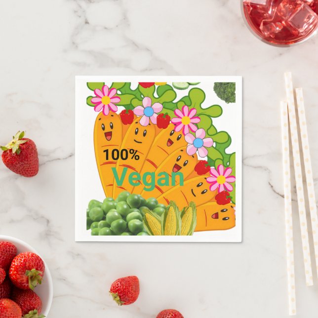 Guardanapo De Papel Papel Napkins, Carrots Peas 100% Vegan (Insitu)