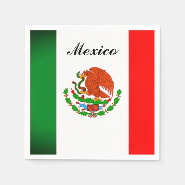 Guardanapo De Papel Papel Napkins com Imagem da Bandeira Mexicana (Frente)