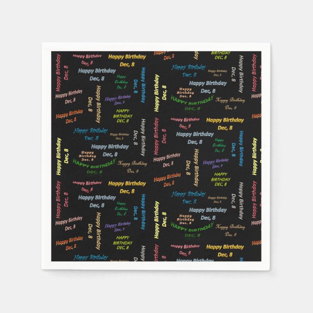 Guardanapo De Papel Papel Napkins dezembro, 8 de aniversário (Frente)
