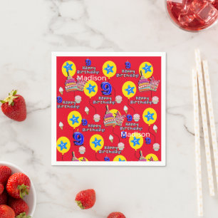 Guardanapo De Papel Papel Napkins, Feliz 9 Balões de Aniversário #9