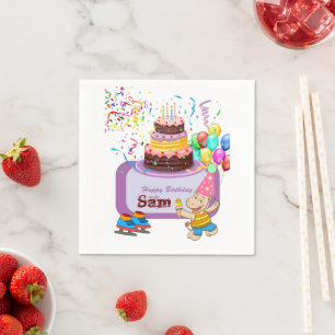 Guardanapo De Papel Papel Napkins, Feliz Aniversário Hippopotamus