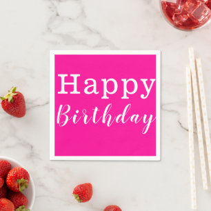 Guardanapo De Papel Papel Napkins, Feliz Aniversário Rosa Quente