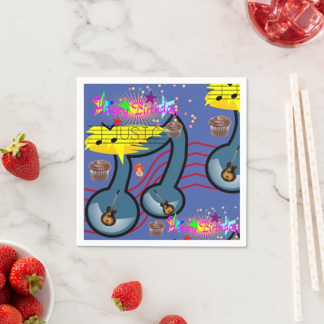 Guardanapo De Papel Papel Napkins, Feliz Aniversário, Violão (Insitu)