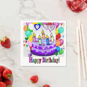 Guardanapo De Papel Papel Napkins, Feliz Bolo de Aniversário