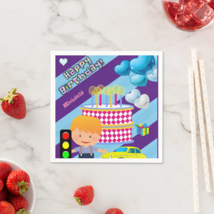 Guardanapo De Papel Papel Napkins, Feliz Bolo de Carro de Aniversário