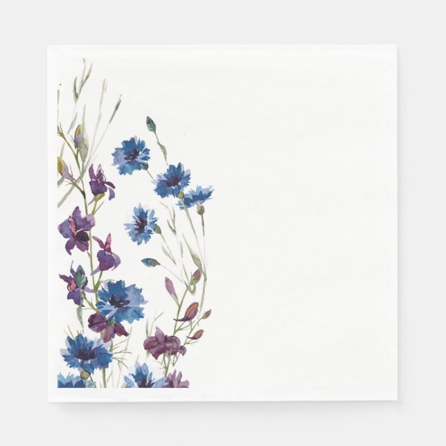 Guardanapo De Papel Papel Napkins — Flores Selvagens Aquarela (Frente)