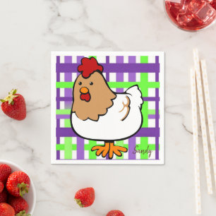 Guardanapo De Papel Papel Napkins, Frango Xadrez Roxo Verde