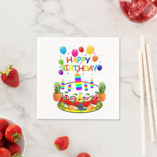Guardanapo De Papel Papel Napkins, Fruta de Bolo Feliz Aniversário