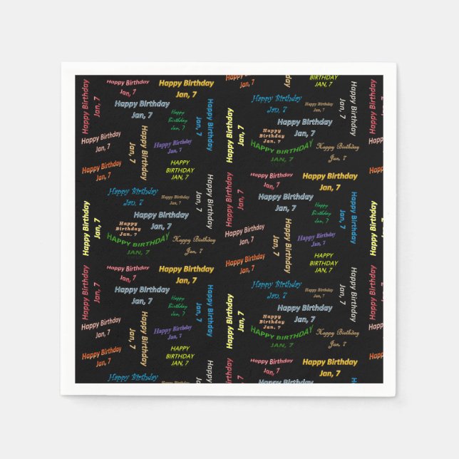 Guardanapo De Papel Papel Napkins Janeiro, 7 Aniversário (Frente)