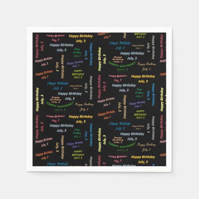 Guardanapo De Papel Papel Napkins julho, 3 Aniversário (Frente)