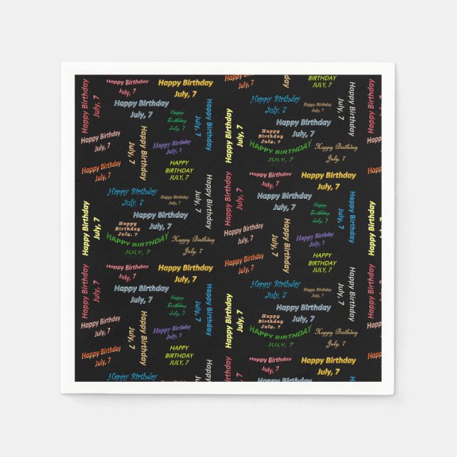 Guardanapo De Papel Papel Napkins julho, 7 de aniversário (Frente)