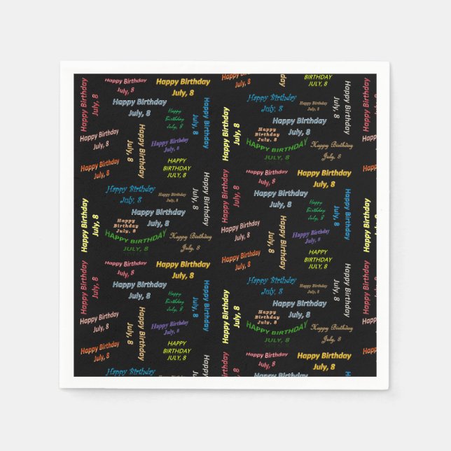 Guardanapo De Papel Papel Napkins julho, 8 de aniversário (Frente)