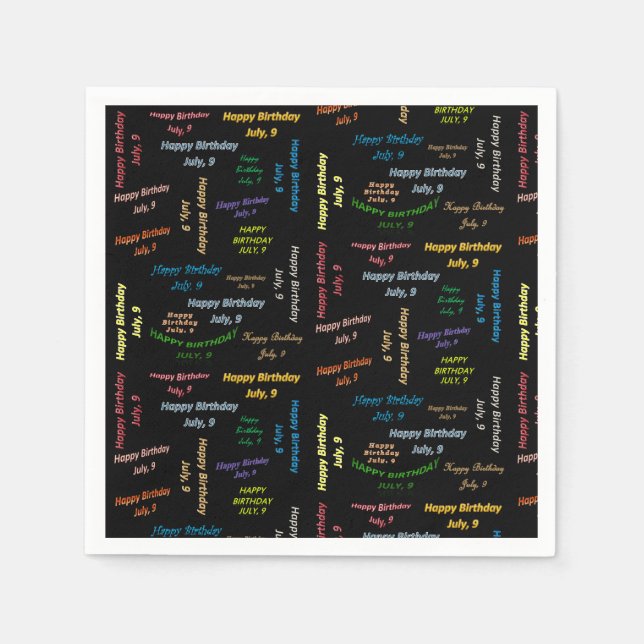 Guardanapo De Papel Papel Napkins julho, 9 de aniversário (Frente)