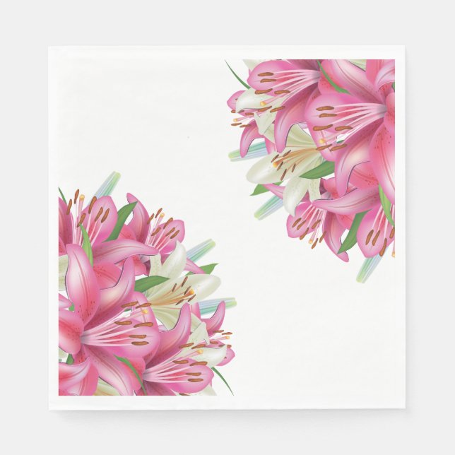 Guardanapo De Papel Papel Napkins - Lírios Rosa (Frente)