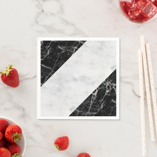 Guardanapo De Papel Papel Napkins, mármore branco preto (Insitu)