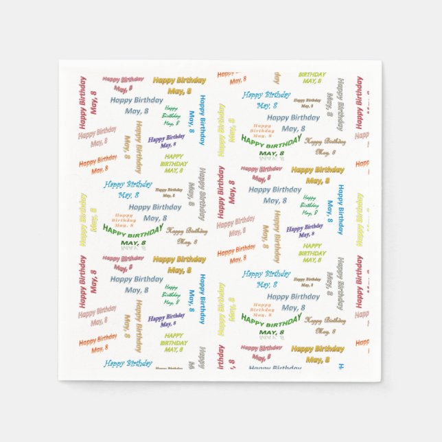 Guardanapo De Papel Papel Napkins May, 8 Birthday (Frente)