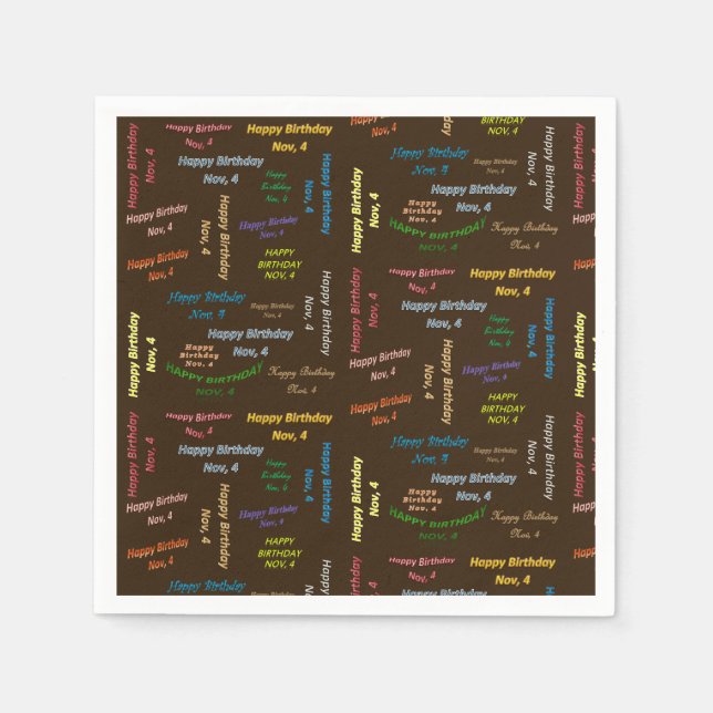 Guardanapo De Papel Papel Napkins novembro, 4 Aniversário (Frente)
