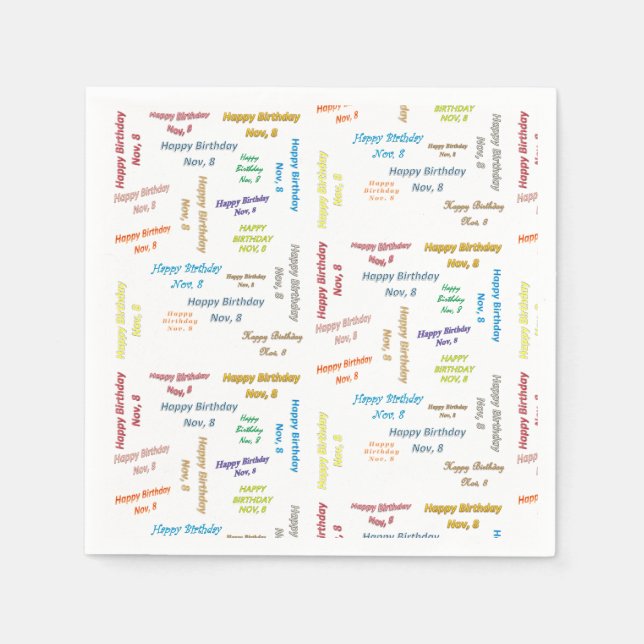Guardanapo De Papel Papel Napkins novembro, 8 de aniversário (Frente)
