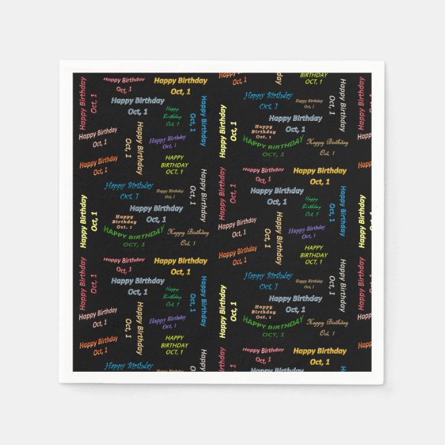 Guardanapo De Papel Papel Napkins outubro, 1 Aniversário (Frente)