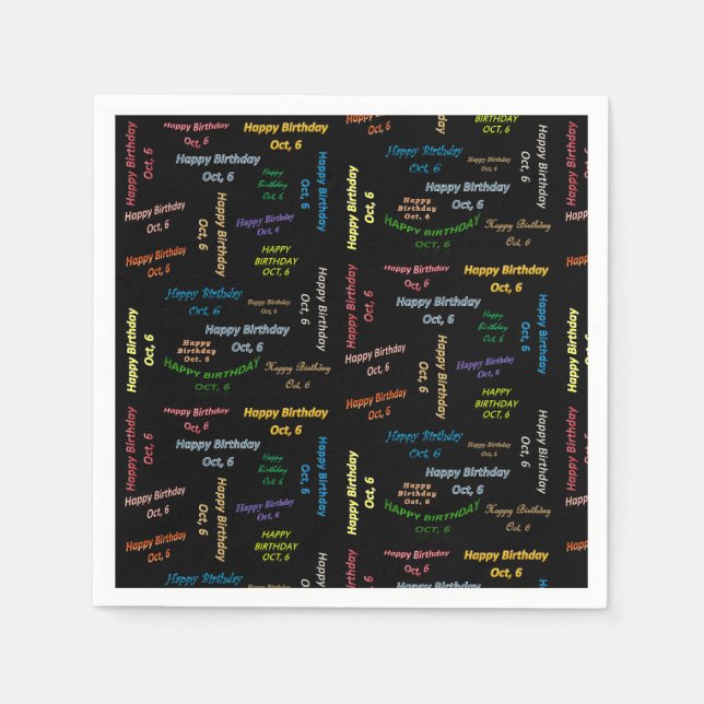 Guardanapo De Papel Papel Napkins outubro, 6 de aniversário (Frente)
