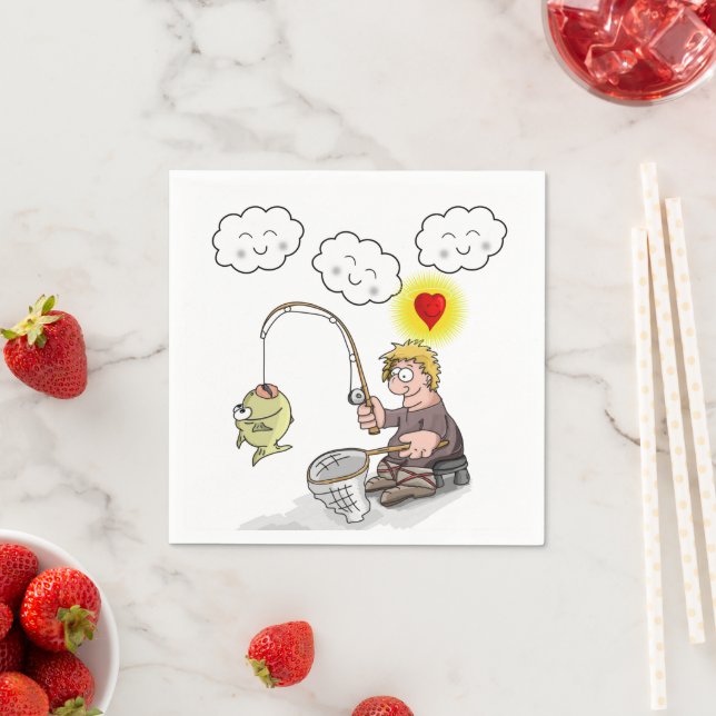 Guardanapo De Papel Papel Napkins, Pescador Pescado Nuvens (Insitu)