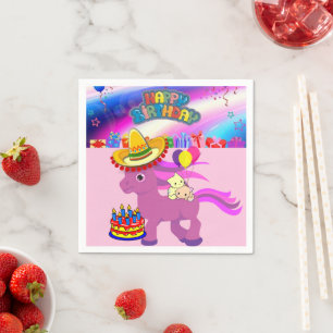 Guardanapo De Papel Papel Napkins, Pony Kittens Feliz Aniversário