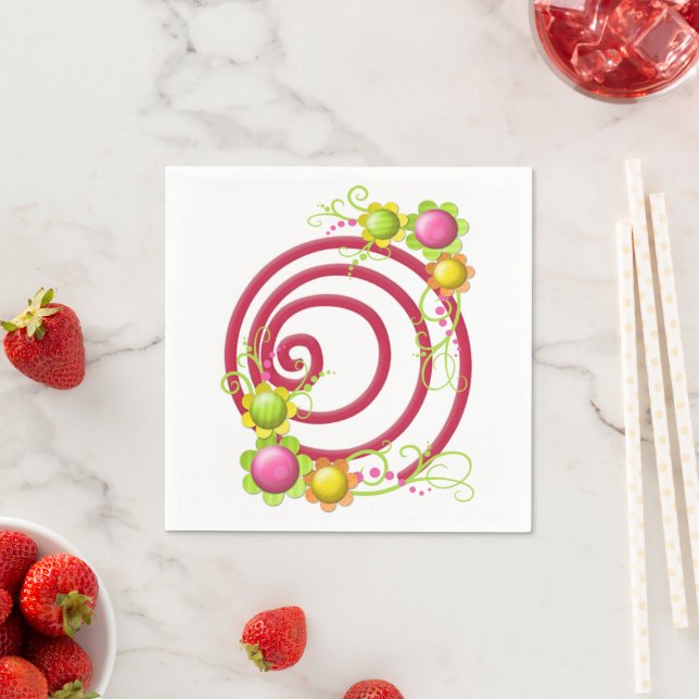 Guardanapo De Papel Papel Napkins, Red Swirls Floral (Insitu)