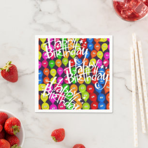 Guardanapo De Papel Papel Nápoles, Feliz Aniversário Balões Negros