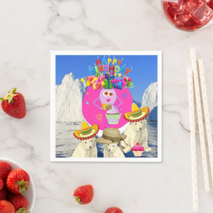 Guardanapo De Papel Papel Nápoles, Feliz Urso Polar de Aniversário