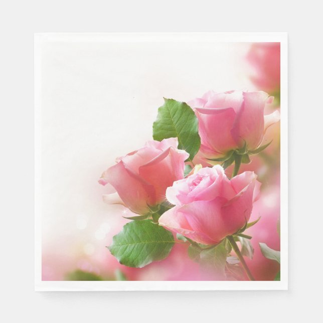 Guardanapo De Papel Papel Nápoles-Rosas Rosa (Frente)