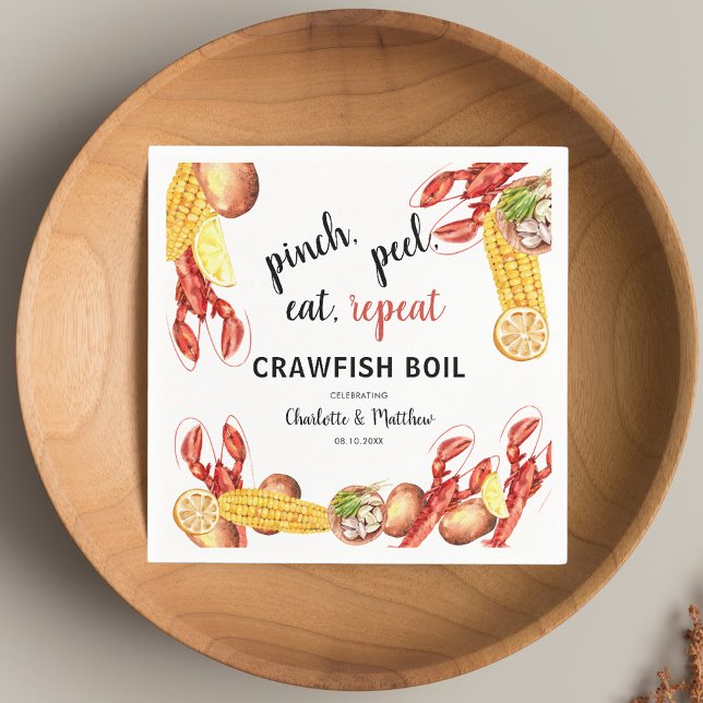 Guardanapo De Papel Papel para Boil de Lagostim de Engajamento de Casa (Couples Engagement Crawfish Boil Paper Napkins)
