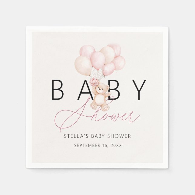 Guardanapo De Papel Papel para Chá de Bebê de Ursinho com Balões Menin (Frente)