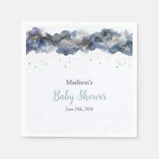 Guardanapo De Papel Papel para Chá de Bebê Nuvens Aquarela Marinha Cel
