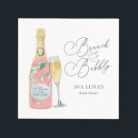 Guardanapo De Papel Papel para Chá de Noiva Brunch e Champanhe Bubbly<br><div class="desc">Guardanapos de papel para Chá de Noiva Brunch e Bubbly. A maioria do texto é editável. Clique em Personalizar para editar. Itens correspondentes em nossa loja Cava Party Design.</div>