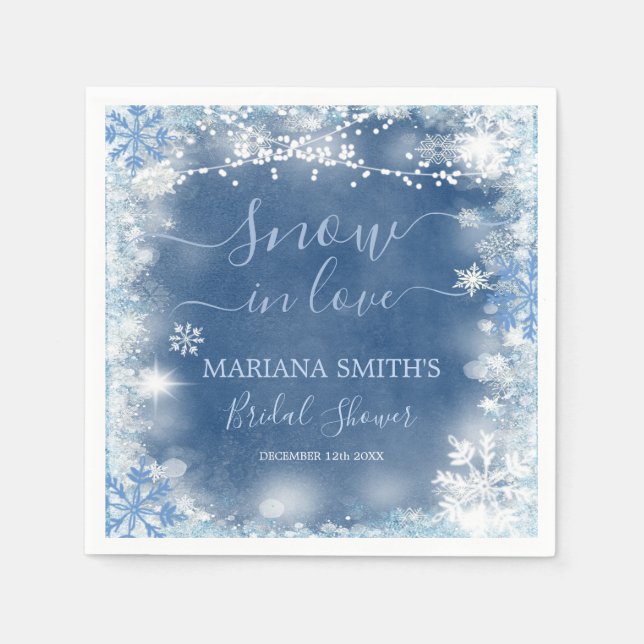 Guardanapo De Papel Papel para Chuveiro de Noiva Floco de Neve Azul Br (Frente)