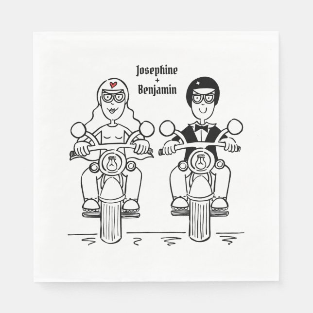 Guardanapo De Papel Papel Personalizado De Casamento De Motocicletas B (Frente)
