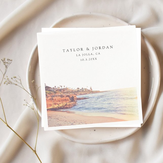 Guardanapo De Papel Papel Personalizado De Casamento La Jolla Cocktail (La Jolla Cove Wedding Napkin
)