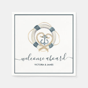 Guardanapo De Papel Papel Personalizado de Casamento Náutico Azul Mari