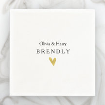Papel Personalizado Dourado de Casamento Cardíaco