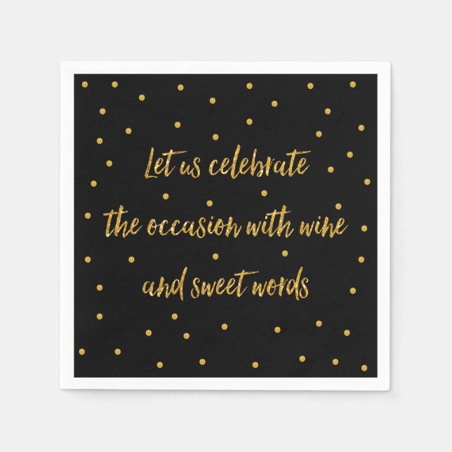 Guardanapo De Papel Papel Personalizado Napkins Preto E Dourado (Frente)