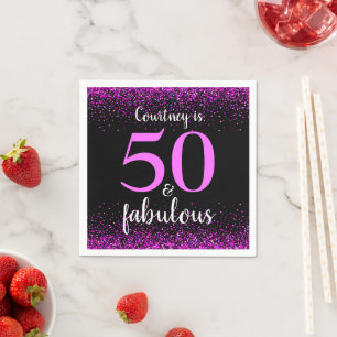 Guardanapo De Papel Papel personalizado rosa e preto 50 e fabuloso
