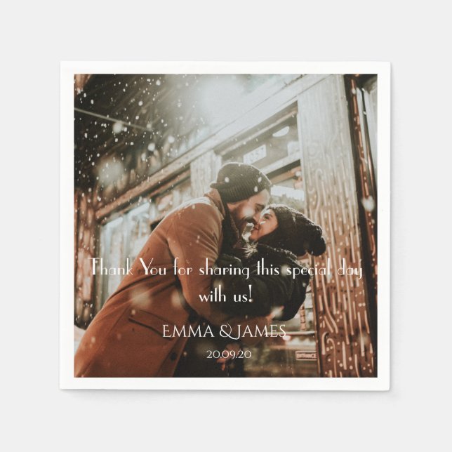 Guardanapo De Papel Papel Personalizado Simples de Casamento de Fotos  (Frente)