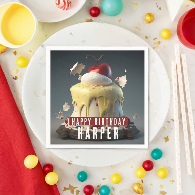 Guardanapo De Papel Papel personalizável do Bolo de Aniversário da Bra (Criador carregado)