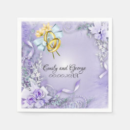 Guardanapo De Papel Papel personalizável para casamentos roxos elegant