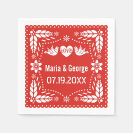 Guardanapo De Papel Papel picado ama pássaros vermelhos fiesta