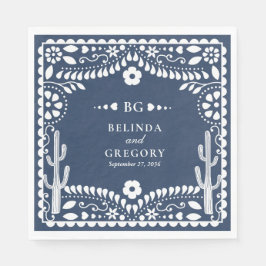 Guardanapo De Papel Papel Picado Casamento Mexicano Rústico Azul Casam
