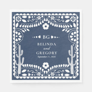 Guardanapo De Papel Papel Picado Casamento Mexicano Rústico Azul Casam