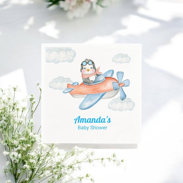 Guardanapo De Papel Papel Pinguim Pinguim de Avião Azul-Chá de fraldas (Criador carregado)
